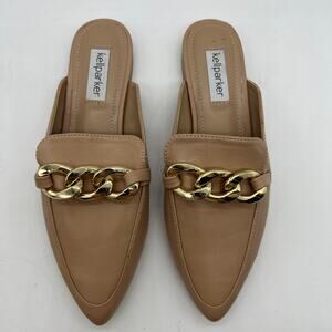 kellparker Women's Size 7 Medium Loafer Brown Faux Leather Mules